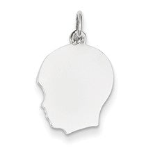 14k White Gold Plain Medium Facing Left Engravable Boy Charm hide-image