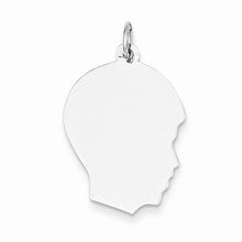 14k White Gold Plain Medium Facing Right Engravable Boy Charm hide-image