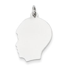 14k White Gold Plain Medium Facing Left Engravable Boy Charm hide-image