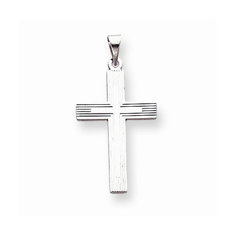 14k White Gold Solid Cross Pendant, Pretty Pendants for Necklace