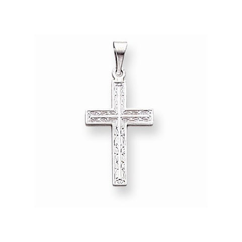 14k White Gold Solid Cross Pendant, Pretty Pendants for Necklace