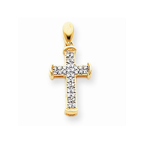 14k Gold & Rhodium Diamond Cross Pendant, Alluring Pendants for Necklace