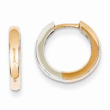 14k White Gold/Rose Gold Hoop Earrings