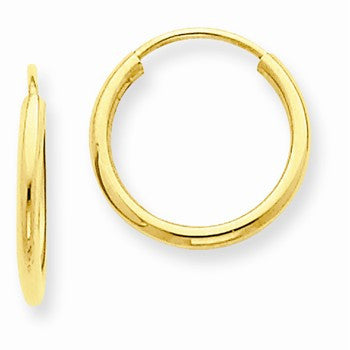 14k Yellow Gold 1.5mm Polished Round Endless Hoop Earrings