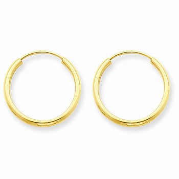 14k Yellow Gold 1.5mm Polished Round Endless Hoop Earrings