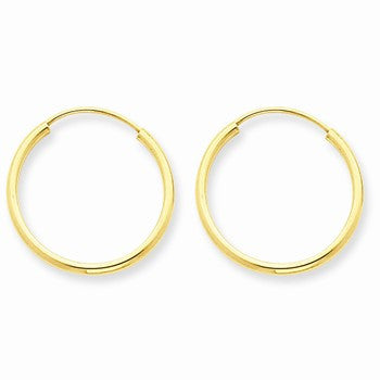 14k Yellow Gold 1.5mm Polished Round Endless Hoop Earrings