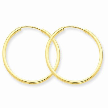 14k Yellow Gold 1.5mm Polished Round Endless Hoop Earrings