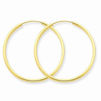 14k Yellow Gold 1.5mm Polished Round Endless Hoop Earrings