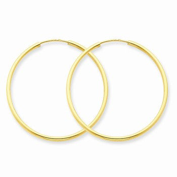 14k Yellow Gold 1.5mm Polished Round Endless Hoop Earrings