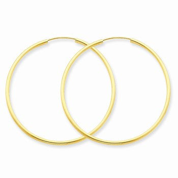 14k Yellow Gold 1.5mm Polished Round Endless Hoop Earrings