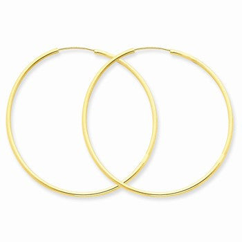 14k Yellow Gold 1.5mm Polished Round Endless Hoop Earrings