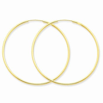 14k Yellow Gold 1.5mm Polished Round Endless Hoop Earrings