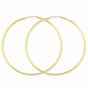 14k Yellow Gold 1.5mm Polished Round Endless Hoop Earrings