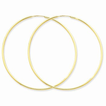 14k Yellow Gold 1.5mm Polished Round Endless Hoop Earrings