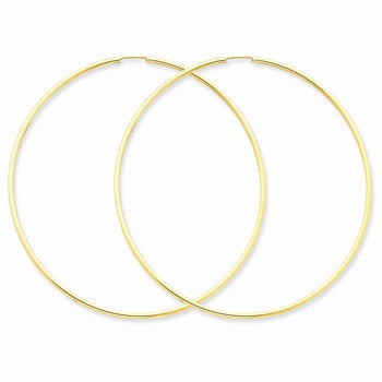 14k Yellow Gold 1.5mm Polished Round Endless Hoop Earrings