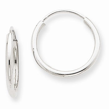 14k White Gold 1.5mm Polished Endless Hoop Earrings