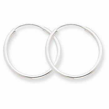 14k White Gold 1.5mm Polished Endless Hoop Earrings