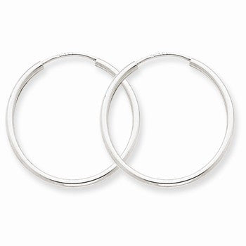 14k White Gold 1.5mm Polished Endless Hoop Earrings