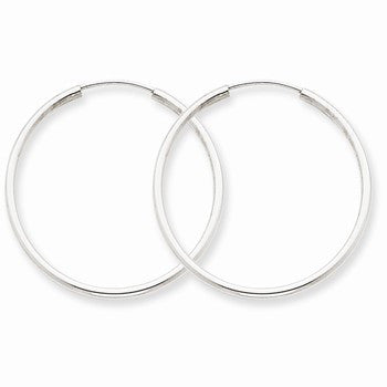 14k White Gold 1.5mm Polished Endless Hoop Earrings