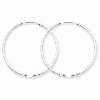 14k White Gold 1.5mm Polished Endless Hoop Earrings