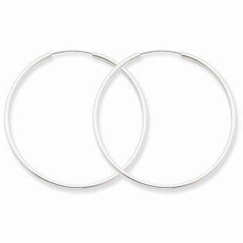 14k White Gold 1.5mm Polished Endless Hoop Earrings