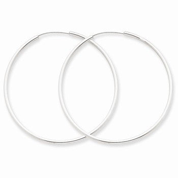 14k White Gold 1.5mm Polished Endless Hoop Earrings