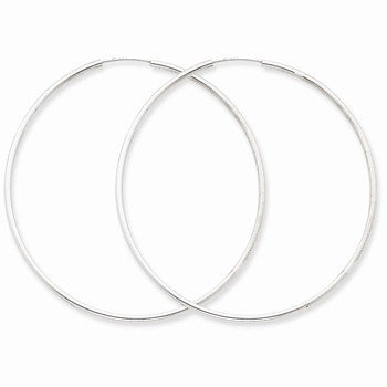 14k White Gold 1.5mm Polished Endless Hoop Earrings