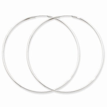 14k White Gold 1.5mm Polished Endless Hoop Earrings