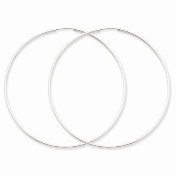 14k White Gold 1.5mm Polished Endless Hoop Earrings