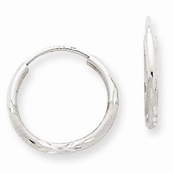 14k White Gold 1.5mm Diamond-cut Endless Hoop Earrings