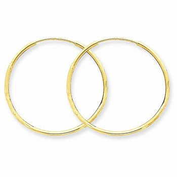 10k Yellow Gold 1.25 x 30 mm Diamond-cut Endless Hoop Earring, Jewelry Earrings