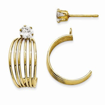 14k Yellow Gold Polished w/CZ Stud Earring Jackets