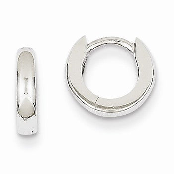 14k White Gold Polished Hinged Hoop Earrings