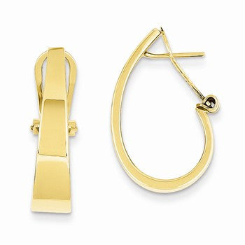 14k Yellow Gold Polished J-Hoop Click-in Back Post Earrings