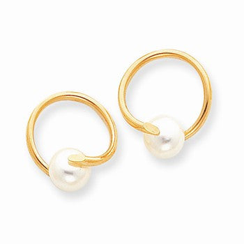 14k Yellow Gold Fancy Freshwater Cultured Pearl Earrings