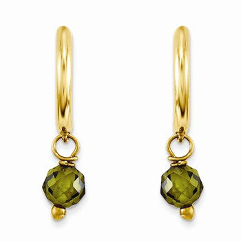 14k Green Gold CZ Dangle Half Hoop Earrings