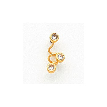 14k Yellow Gold CZ Spiral Earrings