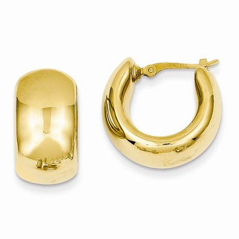 14k Wide Puffed Hoop Earrings