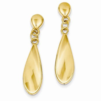 14k Yellow Gold Tear Drop Dangle Post Earrings