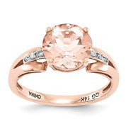 14k Rose Gold Diamond and Morganite Round Ring