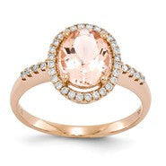 14k Rose Gold Morganite & Diamond Ring