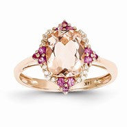 14k Rose Gold Morganite & Diamond Ring