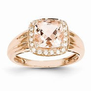 14k Rose Gold Morganite & Diamond Ring