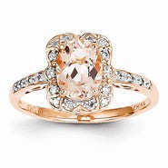 14k Rose Gold Diamond Morganite Ring