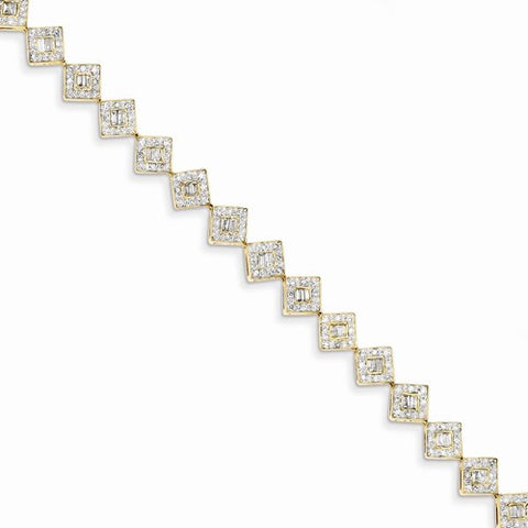 14K Yellow Gold Diamond Square Link Bracelet