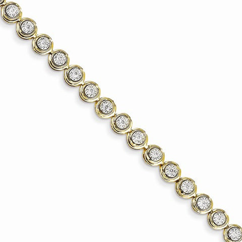 14K Yellow Gold Diamond Circle Link Bracelet