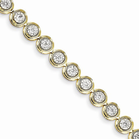 14K Yellow Gold Diamond Circle Link Bracelet