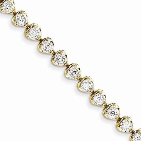 14K Yellow Gold Diamond Heart Link Bracelet