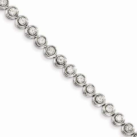 14K White Gold Diamond Circle Link Bracelet