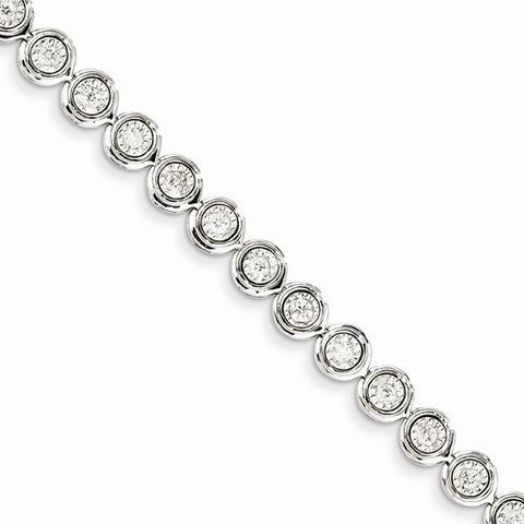 14K White Gold Diamond Circle Link Bracelet